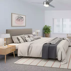 Bedrooms with ceiling fans at Camden Orange Court Apartments in Orlando, FL