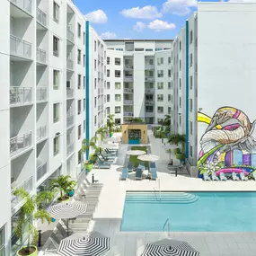 Pool and pool deck at Camden Thornton Park apartments in Orlando, Florida