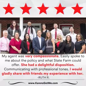 Ruth, thank you for sharing your experience! We're thrilled to hear that your agent provided compassionate, professional service and clearly explained the policy options. It's wonderful to know her friendly and communicative approach made a positive impact. We appreciate your willingness to share your experience with friends—thank you for choosing us!