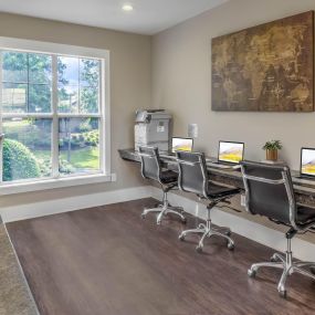 Community workspace with WiFi-enabled printer at Camden Ballantyne in Charlotte North Carolina