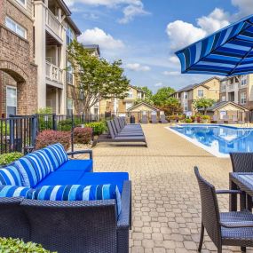 Lounge seating surrounding pool at Camden Ballantyne in Charlotte North Carolina