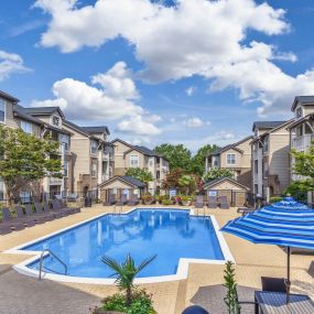 Resort style pool with sundeck at Camden Ballantyne in Charlotte North Carolina