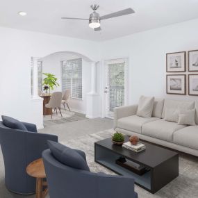 Modern living area at Camden Ballantyne in Charlotte, NC