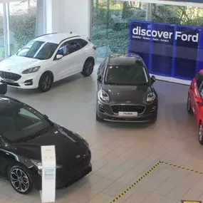 Cars inside the Ford Altrincham showroom