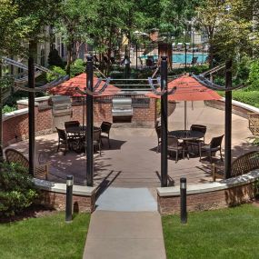 Outdoor courtyard dining grills peaceful