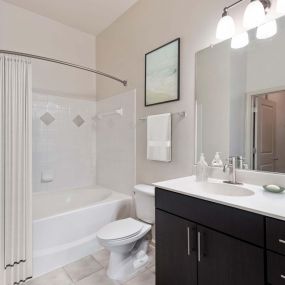 Bathroom with bathtub at Camden Fairfax Corner in Fairfax, Virginia