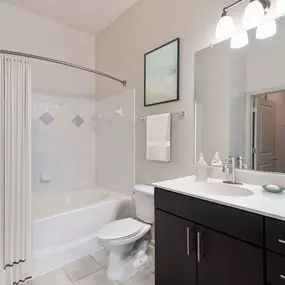 Bathroom with bathtub at Camden Fairfax Corner in Fairfax, Virginia