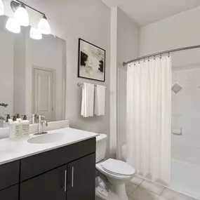 Bathroom with walk-in shower at Camden Fairfax in Fairfax, Virginia