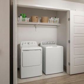 Laundry closet and Nest programmable thermostat in every apartment at Camden Rainey Street