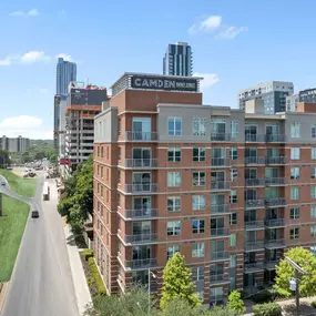 Exterior view of Camden Rainey Street just off highway I-35