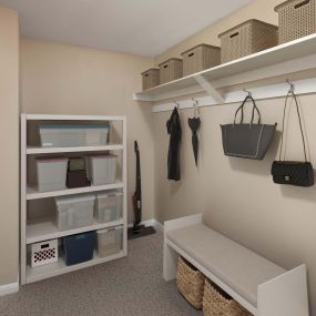Modern-style mudroom and storage closet at Camden Farmers Market in Dallas, Tx