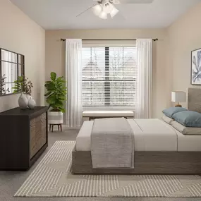 Spacious, open-concept two-bedroom living room and dining area at Camden Farmers Market in Dallas, Tx