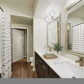 Contemporary-style bedroom with carpet and a private patio at Camden Farmers Market