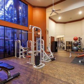 Fitness center with weight machines