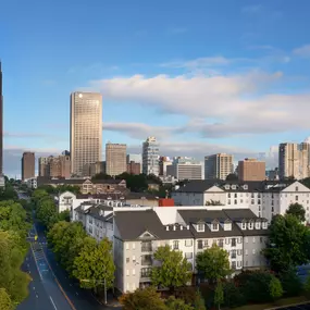 Community with atlanta skyline in background at Camden Midtown Atlanta in Atlanta Georgia