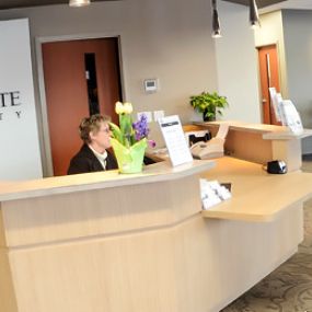 The reception desk at St. Cloud State at Plymouth is ready to assist you with any problems or needs you may have.
