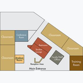 The floor plan of the St. Cloud State at Plymouth College outline.