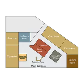 The floor plan of the St. Cloud State at Plymouth College outline.