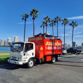 A Junk King truck in beautiful Coronado after a junk removal job on the island.