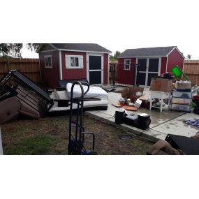 Check out this before photo. A customer needed yard junk removal so they called Junk King! We handled their furniture disposal, metal hauling and waste removal.