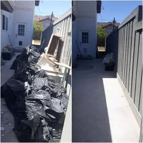 Junk King San Diego Downtown crossed the Coronado bridge for this side yard cleanup. Check out the before and after!