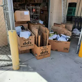 A before photo from a commercial junk removal job. Junk King San Diego Downtown will make sure your cardboard is recycled and disposed of properly.