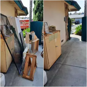 Before and after photo from a side yard clean-up in Chula Vista.