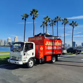 A Junk King truck in beautiful Coronado after a junk removal job on the island.