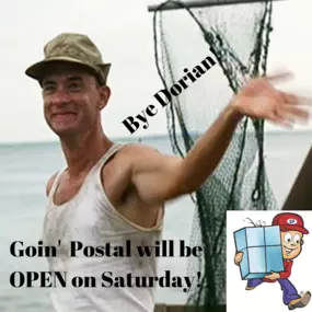 We hope y'all fared well during Dorian and we wish her all the best for the future. Goin’ Postal will be OPEN on Saturday the 7th.