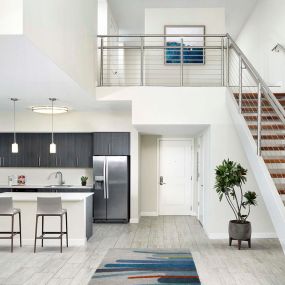 Townhome floor plan kitchen and staircase