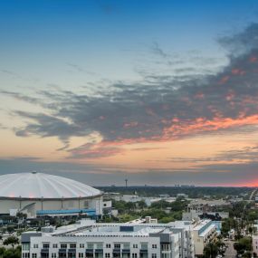 View of Tropicana Field at sunset.