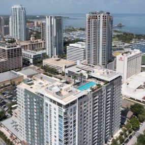 Location with a yacht view at Camden Pier District apartments in St. Petersburg, Florida.