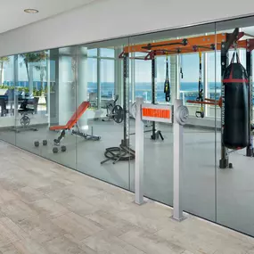 Rooftop gym with boxing station