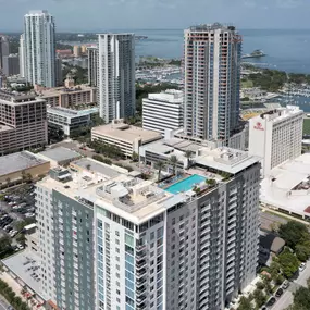 Location with a yacht view at Camden Pier District apartments in St. Petersburg, Florida.