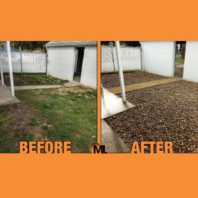 Gravel patio area before & after.