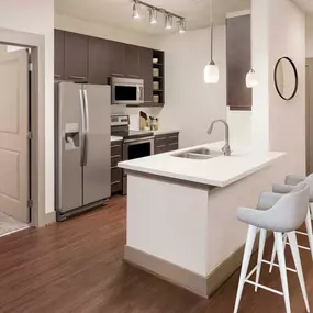 Kitchen with stainless steel appliances