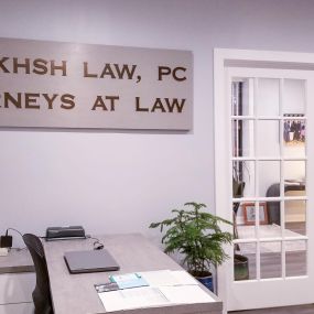 Entrance to the office of Takhsh Law, P.C. - Receptionist Desk