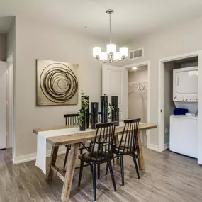 Dining Area with In Unit Washer and Dryer