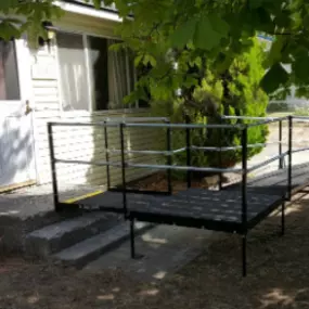 The Amramp Idaho/Utah team provided wheelchair access from the small porch to the driveway of this Post Falls, Idaho home.