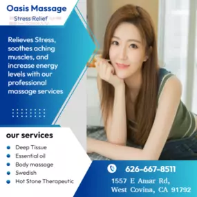 Massage techniques are commonly applied with hands, fingers, 
elbows, knees, forearms, feet, or a device. 
The purpose of massage is generally for the treatment of 
body stress or pain.