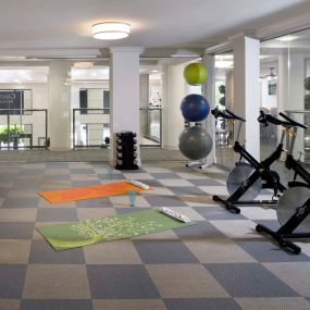 Yoga studio with interactive classes and spin bikes