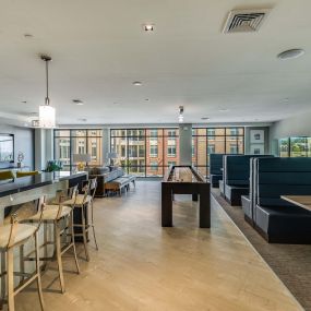 Resident lounge with shuffleboard