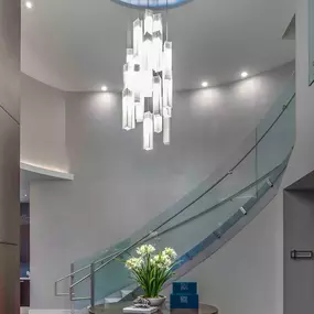 Lobby with chandelier