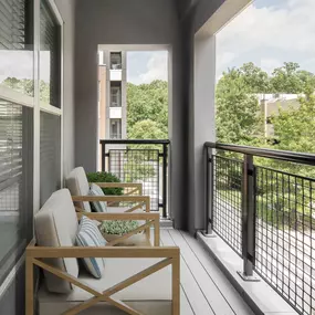 Private balconies at Camden Washingtonian apartments in Gaithersburg, MD