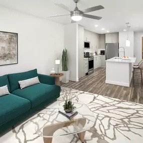 Open concept apartment interior at Camden Washingtonian apartments in Gaithersburg, MD