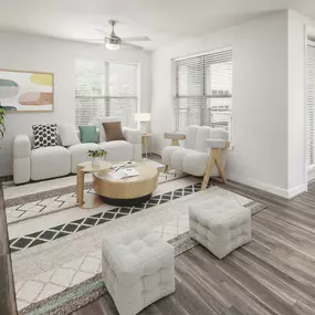 Spacious living room at Camden Washingtonian apartments in Gaithersburg, MD