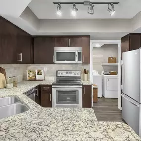 Kitchen with stainless steel appliances