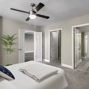 Bedroom with walk in closet