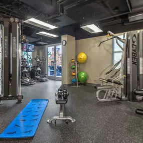 Fitness center with weight training equipment