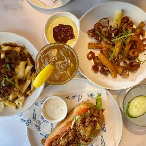 Fall 2022 happy hour favorites including fresh calamari and oysters!